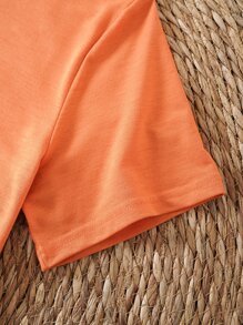 SHEIN LUNE Letter Graphic Tee - Orange - View 3