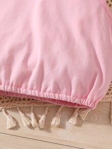 Girls Bow Front Tank Top & Floral Print High Low Ruffle Hem Skirt - Multicolor - View 4