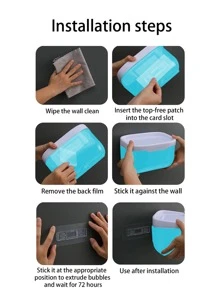 1入組裝PP壁掛式廁紙架浴用防水紙巾架 - 藍色 - 查看 3