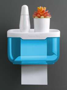 1入組裝PP壁掛式廁紙架浴用防水紙巾架 - 藍色 - 查看 4