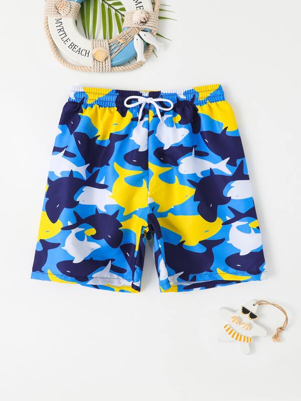 Jungen Badehose mit Hai Muster, Tunnelzug,