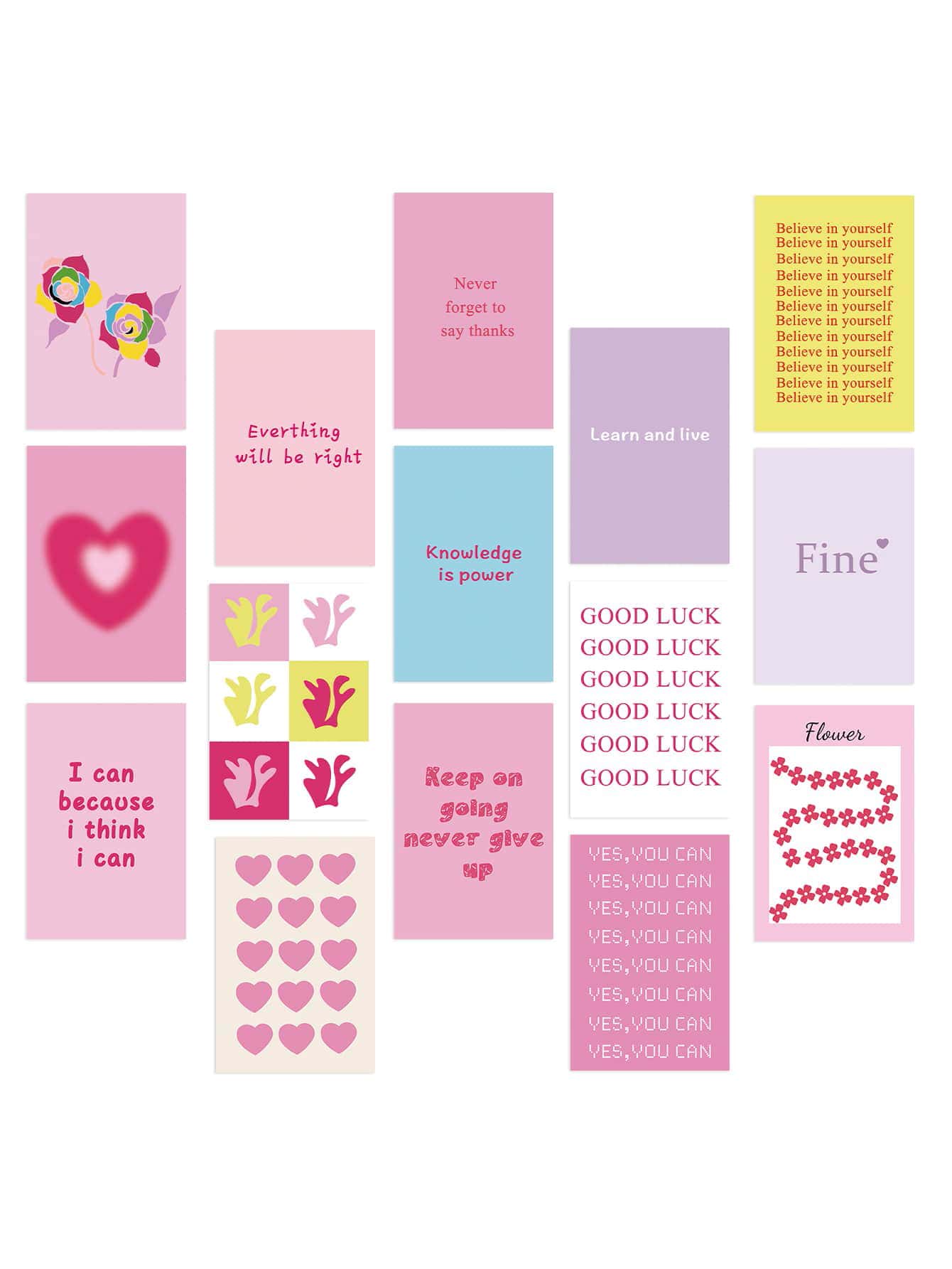 15pcs Slogan Graphic Postcard Set - Multicolor - View 1