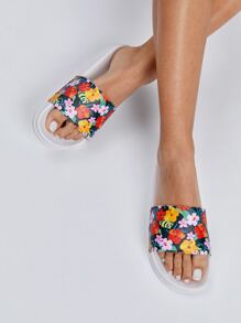 Whitebread Vacation Slide Shoes Women Floral Pattern Single Band Slides - Multicolor - View 3