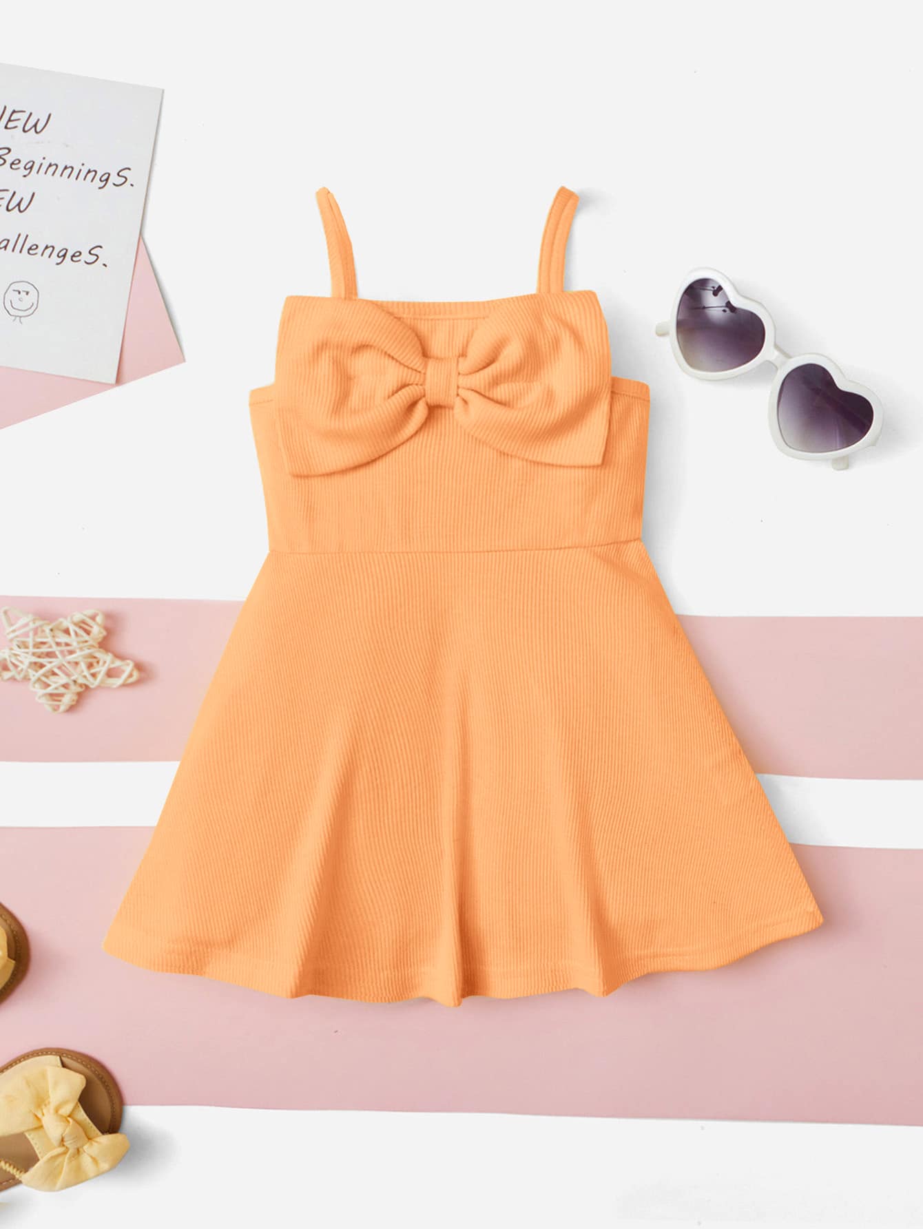 SHEIN Baby Bow Front Cami Dress - Orange - View 1