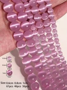 Natural Moonstone Cat Eye Stone Spacer Beads For Diy Bracelet And Necklace Making, Round Shape, 15 Inches, 4/6/8/10/12mm - Pink - View 4