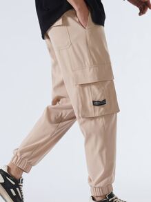 Manfinity Men Letter Graphic Flap Pocket Cargo Trousers - Khaki - View 8