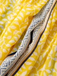 1条简约印花围巾，透气沙滩配饰，带流苏，优雅时尚的女士真丝围巾，适合春夏两季，多功能围巾，可用于户外防晒和沙滩巾搭配，秋冬季女士适用。 - 彩色 - 查看 6