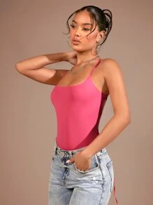 SHEIN BAE Lace Up Backless Cami Top - Hot Pink - View 3