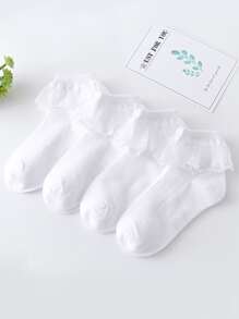 4雙小女童蕾絲邊短襪