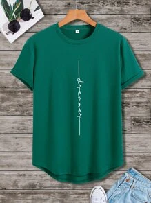 Manfinity Homme Men Letter Graphic Tee - Green - View 1