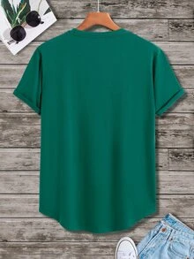 Manfinity Homme Men Letter Graphic Tee - Green - View 2