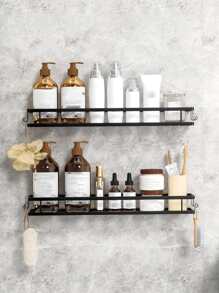 1 件铁艺收纳架，黑色免打孔壁挂式浴室转角收纳架 - 黑色 - 查看 2