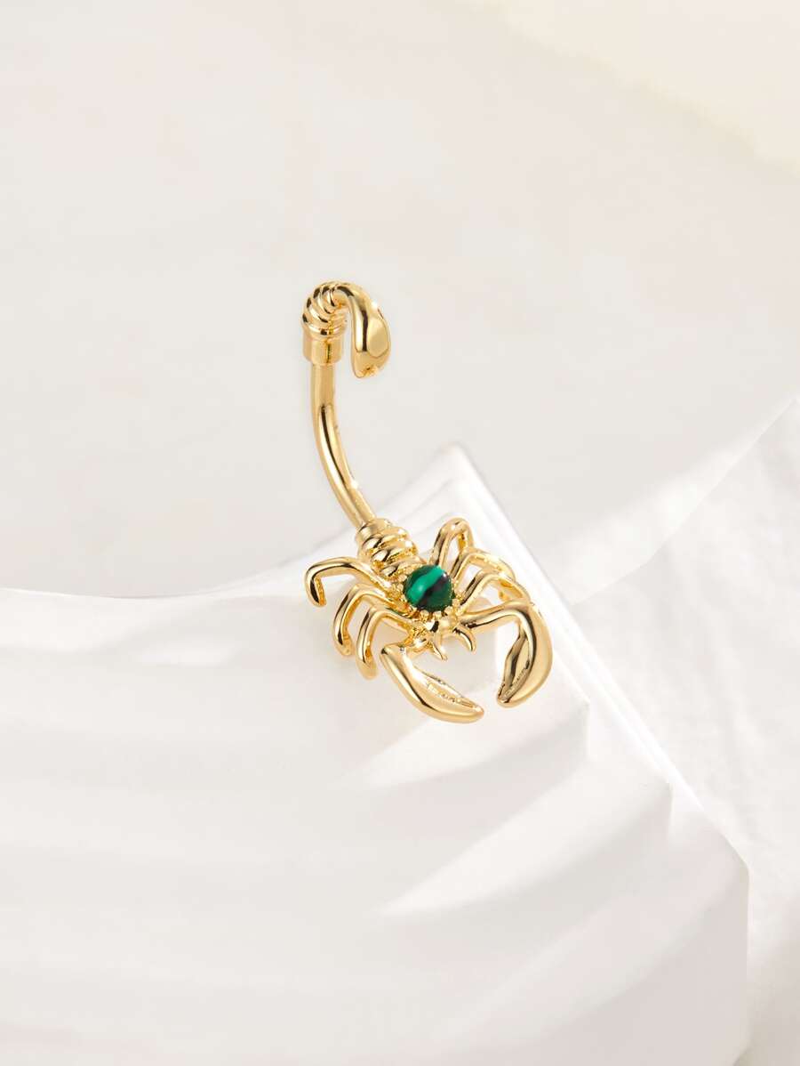 不銹鋼蠍裝飾臍環適合女士和女孩 - 彩色 - 查看 1