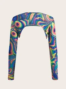 SHEIN ICON 霓虹發光趴狂歡裝，織帶交叉綁帶後背反光縮口運動背心(不含胸罩) - 彩色 - 查看 9