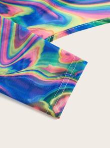 SHEIN ICON 霓虹發光趴狂歡裝，織帶交叉綁帶後背反光縮口運動背心(不含胸罩) - 彩色 - 查看 11