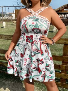 SHEIN Holidaya Vestido con estampado de paisley - Verde - Ver 3