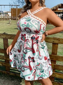 SHEIN Holidaya Vestido con estampado de paisley - Verde - Ver 6