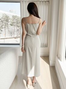 DAZY Solid Ruched Side Cami Dress,Casual Women Dresses