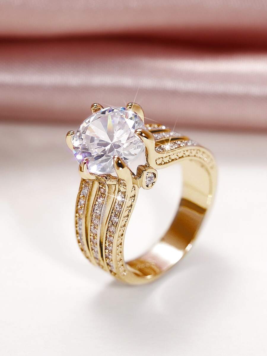 Anillo zirconia cúbica - Amarillo Oro - Ver 1