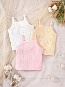 Baby 3pcs Eyelet Embroidery Cami Top - Multicolor - View 2