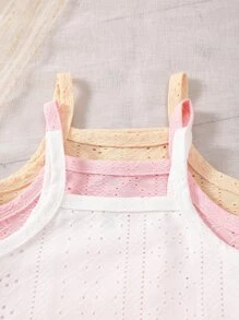 Baby 3pcs Eyelet Embroidery Cami Top - Multicolor - View 3