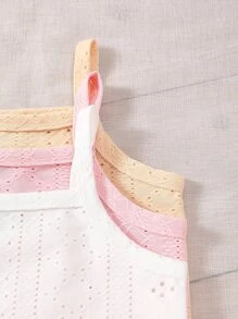 Baby 3pcs Eyelet Embroidery Cami Top - Multicolor - View 5