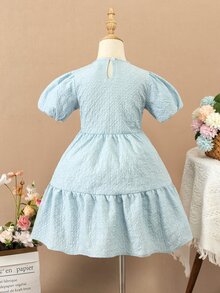 小女童泡泡袖荷葉邊洋裝