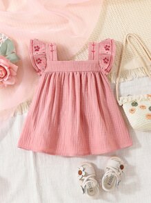 SHEIN Áo sơ mi bé gái Thêu Xù Hoa Dễ thương - Hồng - Xem 2