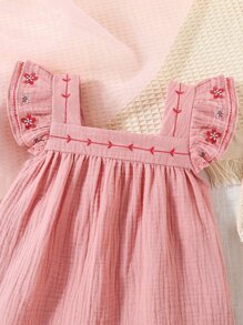 SHEIN Áo sơ mi bé gái Thêu Xù Hoa Dễ thương - Hồng - Xem 3