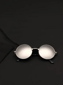 1 Pair Unisex Retro Classic Metal Round Frame Fashion Eyeglasses, Vintage Design For Photography, Guitar Playing, Rock, Street, Beach, Daily Commute, Travel, Made Of Polycarbonate Shatterproof Gradient Lenses For Summer Beach Vacation,Outdoor,Travel - Ombre - View 6