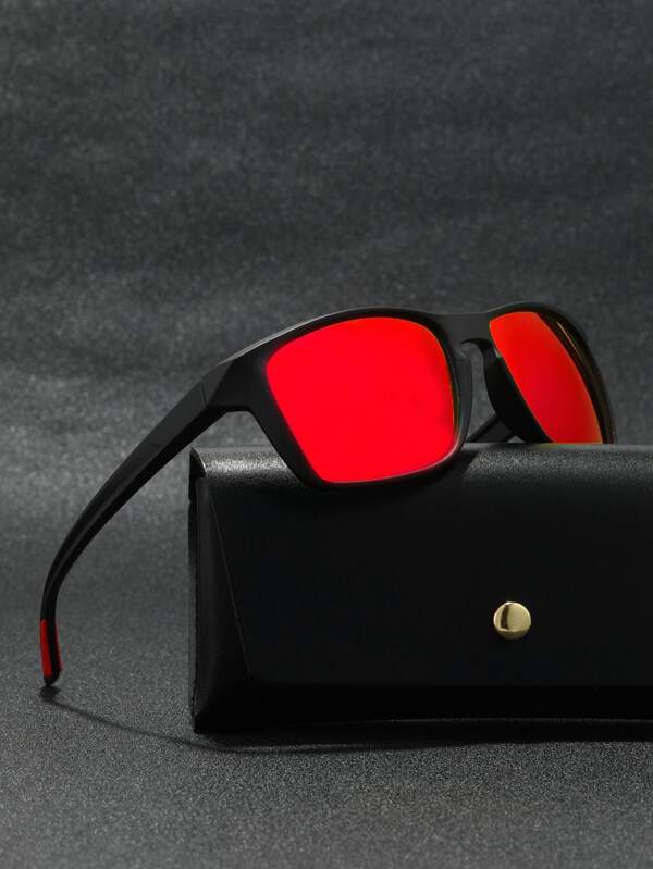 1pc Classic Retro Casual Sports Coated True REVO Lens Fashion Fashion Glasses, Matte Texture Coating, Nose Bridge Lock Hole Design With Rubber Non-Slip Legs [Free Lanyard, Case & Cleaning Cloth] For Summer Beach Vacation,Outdoor,Travel