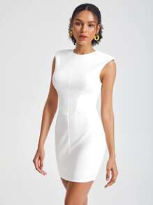 Amanda Daum Caballero Solid Bodycon Dress - White - View 5