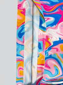 Manfinity Hombres Shorts de natación con estampado de mármol de cintura con cordón - Multicolor - Ver 3