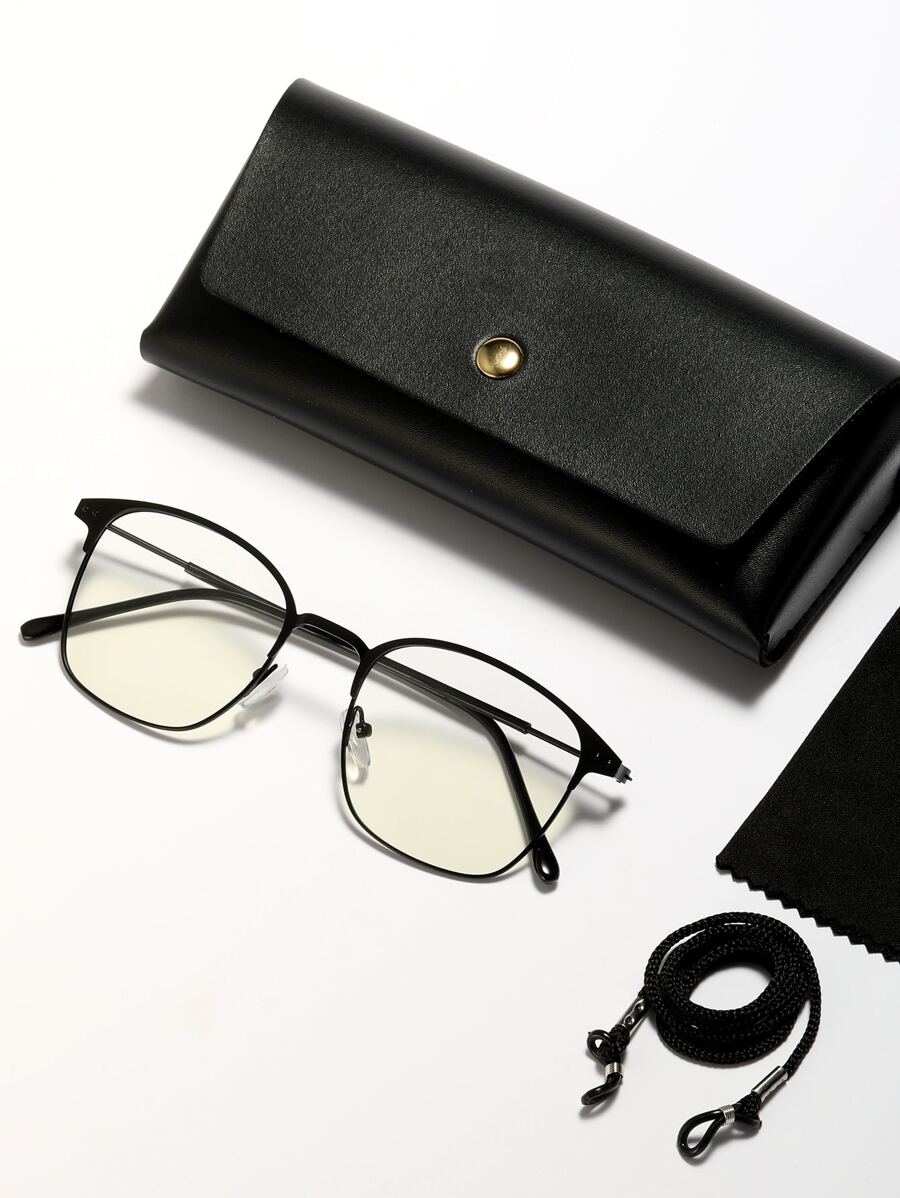 1pc Metal Fashion Glasses With Color Changing Feature (Comes With Glasses Box, Cloth, And Rope) Suitable For Driving, Outdoor Activities, Reading, And Multi-Purpose Use Casual Shades Accessories Beach Accessories Glasses Shades For Summer Beach Vacation,Outdoor,Travel - Black - View 1