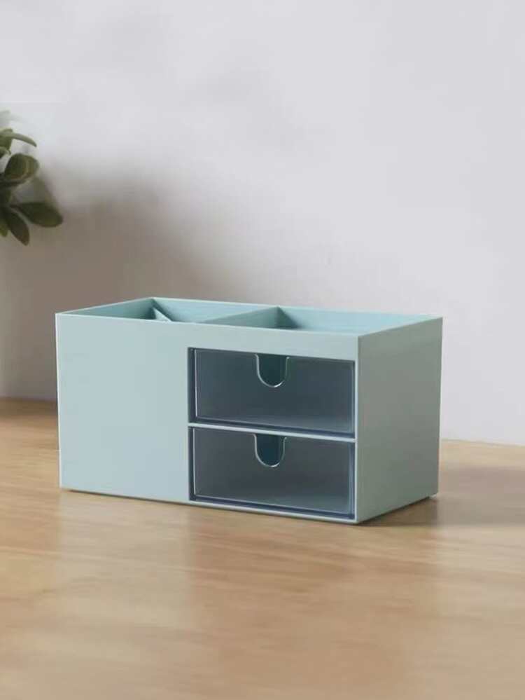 1pc Solid Color Stationery Storage Box - Green - View 1