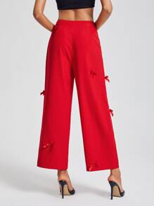 Mathilde Lhomme 蝴蝶結細節闊腿九分西裝褲 - 紅色 - 查看 2