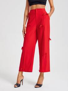 Mathilde Lhomme 蝴蝶結細節闊腿九分西裝褲 - 紅色 - 查看 3