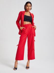 Mathilde Lhomme 蝴蝶結細節闊腿九分西裝褲 - 紅色 - 查看 5