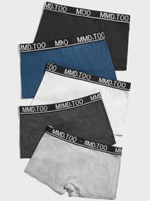 Men 5pcs Letter Graphic Boxer Brief - Multicolor - View 2
