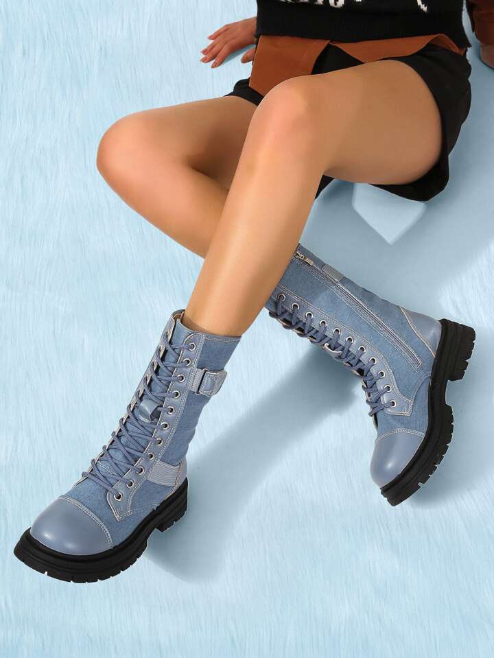 Blue combat boots clearance womens