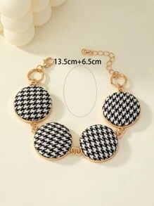 千鳥格圖案圓形裝飾開口手鐲 - 彩色 - 查看 3