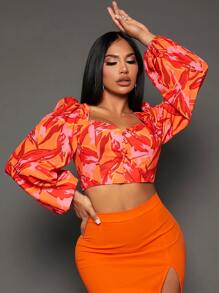 SHEIN SXY Áo sơ mi nữ Nút phía trước Nhiệt đới Boho - Nhiều màu - Xem 1