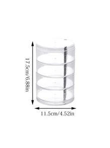 1pc Plastic Jewelry Storage Box, Clear Round Multi-layer Rotatable Earrings Storage Box For Bedroom - Clear - View 2