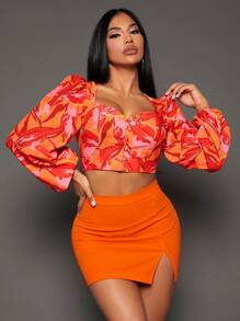 SHEIN SXY Áo sơ mi nữ Nút phía trước Nhiệt đới Boho - Nhiều màu - Xem 5