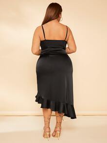 SHEIN SXY Vestido de tirantes bajo con fruncido - Negro - Ver 2