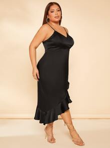 SHEIN SXY Vestido de tirantes bajo con fruncido - Negro - Ver 3