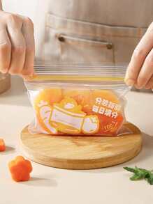 36pcs/set PE Kitchen Storage Bag, Chinese Character & Vegetable Pattern Clear Mini Food Storage Bag For Kitchen
