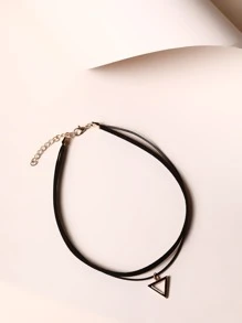 Triangle Charm Layered Choker Goth Punk Jewelry - Black - View 1