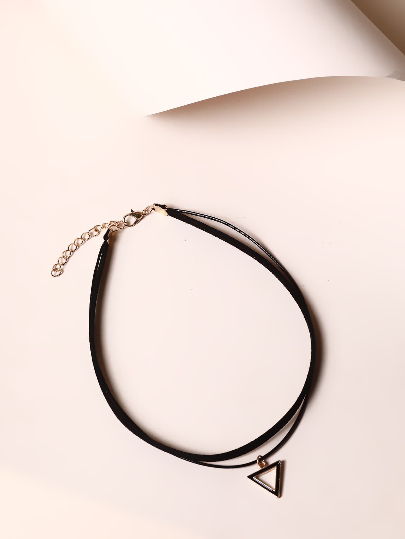 Triangle Charm Layered Choker Goth Punk Jewelry - Black - View 1