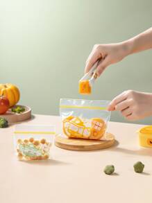 36pcs/set PE Kitchen Storage Bag, Chinese Character & Vegetable Pattern Clear Mini Food Storage Bag For Kitchen
